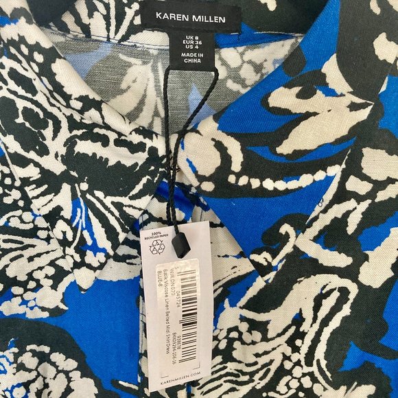 Get ready for Spring! NWT - Karen Millen Batik Linen Midi Shirt Dress - US 4 - Picture 5 of 12